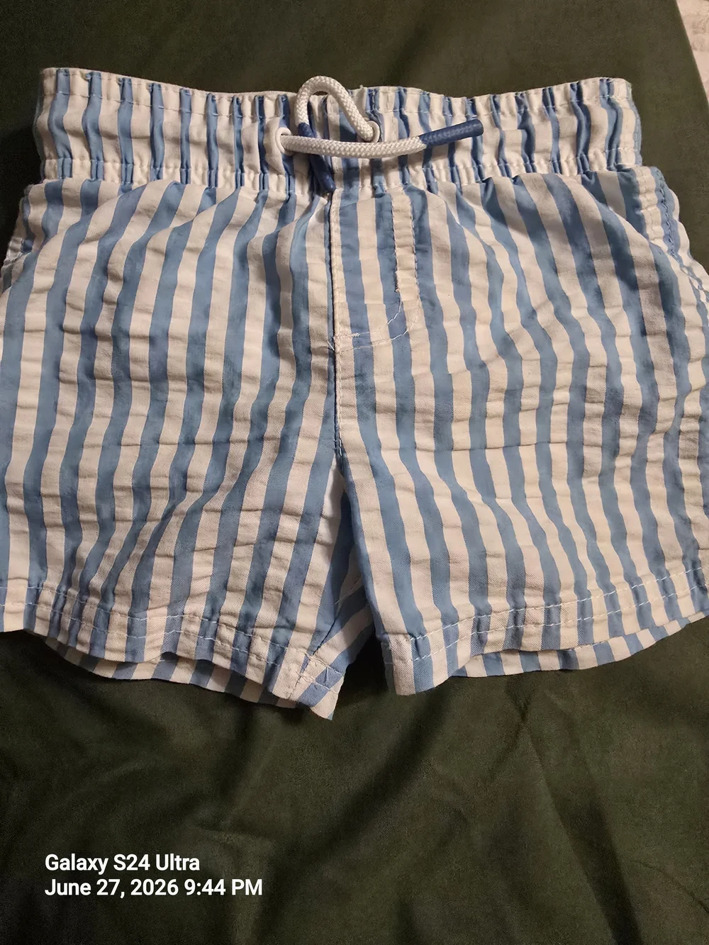 Cat & Jack Boys Blue and White Striped Swim Trunks 18M